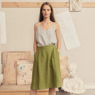 Cardamom Seed Linen Tulip Skirt 