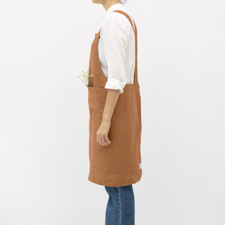 Clay Linen Crossback Apron 2
