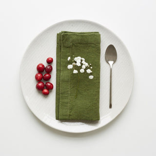 Dark Green Linen Napkins Set of 2 