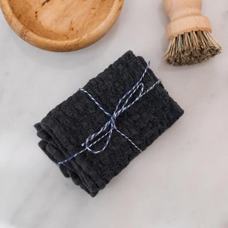 Dark Grey Linen Dishcloth Set of 2 