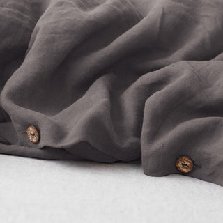 Dark Grey Linen Duvet Cover Set 12