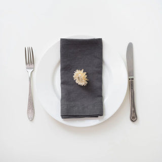 Dark Grey Linen Napkins Set of 2 