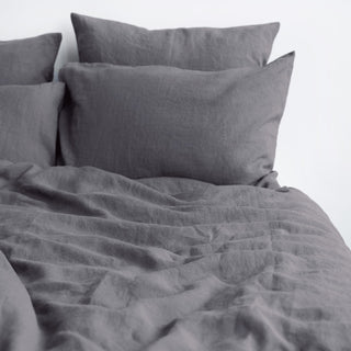 Dark Grey Linen Duvet Cover Set 