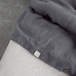 Dark Grey Linen Duvet Cover Set 4