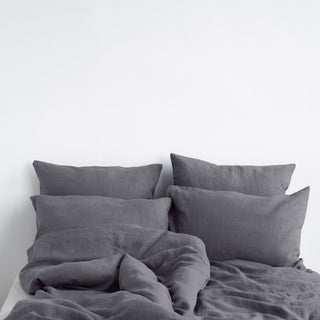 Dark Grey Linen Duvet Cover Set 5