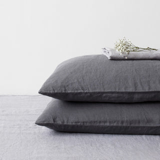 Dark Grey Soft Washed Linen Pillowcase 