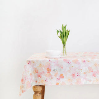 Floral Linen Tablecloth 