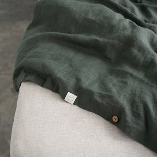 Forest Green Linen Duvet Cover 4