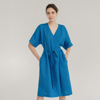 LIMITED EDITION French Blue Linen Vine Dress 1