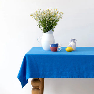 French Blue Linen Tablecloth 