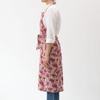 Fuchsia Flowers on Natural Linen Chef Apron 2