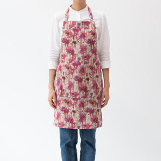 Fuchsia Flowers on Natural Linen Daily Apron 1