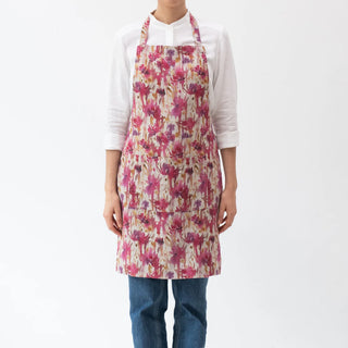 Fuchsia Flowers on Natural Linen Daily Apron 