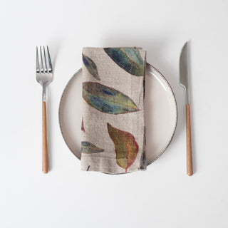 Golden Fall on Natural Linen Napkins Set of 2 