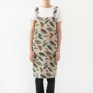 Golden Fall on Natural Linen Pinafore Apron 1