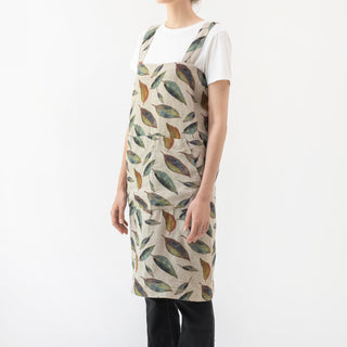 Golden Fall on Natural Linen Pinafore Apron 4