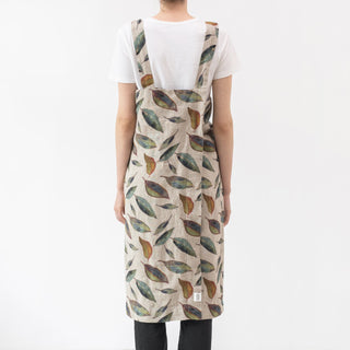 Golden Fall on Natural Linen Pinafore Apron 3