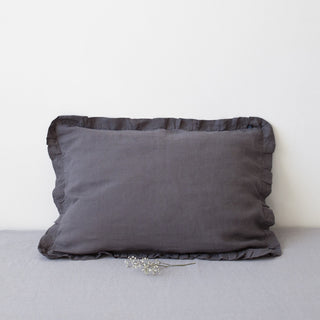 LIMITED EDITION Graphite Linen Pillowcase with Frills 