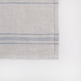 Zero Waste Grey Blue Wide Stripe Rustic Linen Napkins Set of 4 3