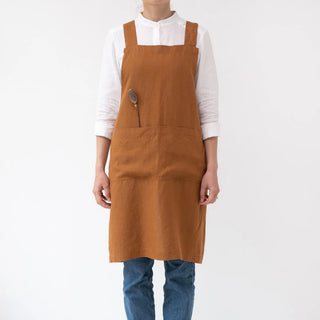 Hazelnut Linen Crossback Apron 