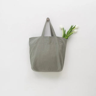 Khaki Linen Big Bag 