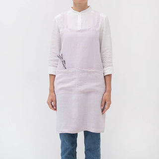 Lavender Fog Linen Crossback Apron 