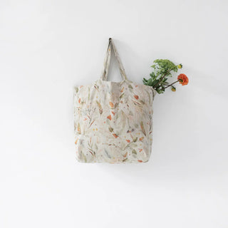 Leaves on Natural Linen Big Bag 