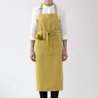 Lemon Curry Linen Chef Apron 