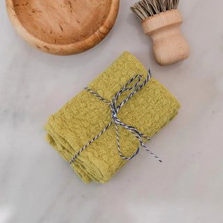 Lemon Curry Linen Dishcloth Set of 2 