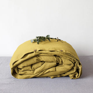 Lemon Curry Linen Duvet Cover 