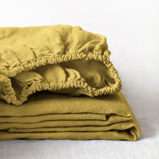 Lemon Curry Linen Fitted Sheet 