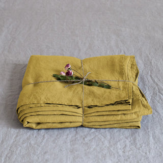 Lemon Curry Linen Flat Sheet 