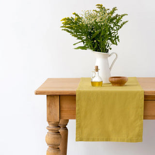 Lemon Curry Linen Table Runner 