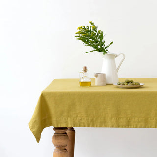 Lemon Curry Linen Tablecloth 