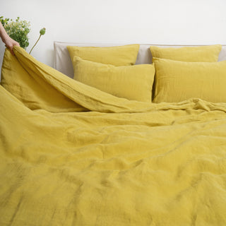 Lemon Curry Linen Duvet Cover Set 5