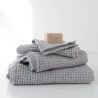 Light Grey Linen & Cotton Honeycomb Waffle Towel 