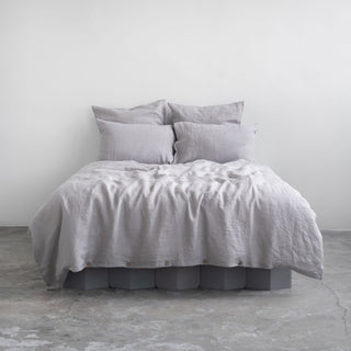 Light Grey Washed Linen Duvet Cover Set 