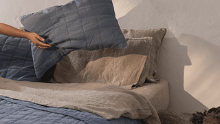 Blue Fog Quilted Blanket + Blue Fog Quilted Pillow Sham + Melange Duvet Cover + Melange Pillowcase 5 