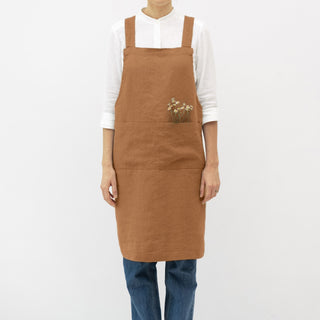 Clay Linen Crossback Apron 1