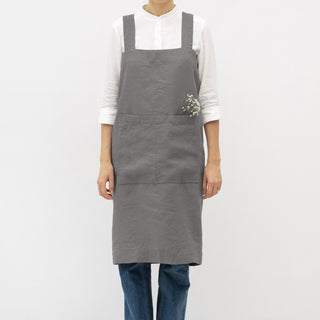 Stone Linen Pinafore Apron 1