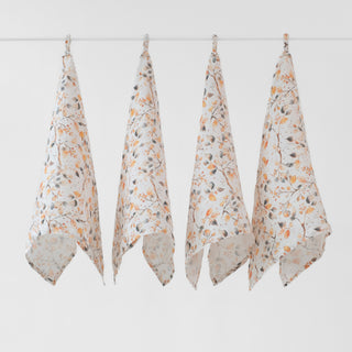 Zero Waste Fall Watercolor Linen Kitchen Towels Set of 4 1