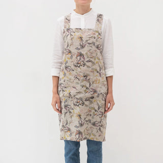 Meadow on Natural Linen Crossback Apron 