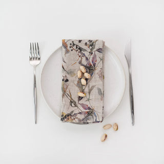 Meadow on Natural Linen Napkins Set of 2 