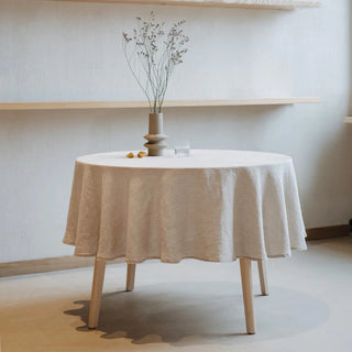 Melange Lightweight Linen Round Tablecloth 