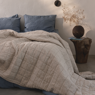 Melange Quilted Blanket + Melange Quilted Pillow Sham + Blue Fog Duvet Cover + Blue Fog Pillowcase 4 