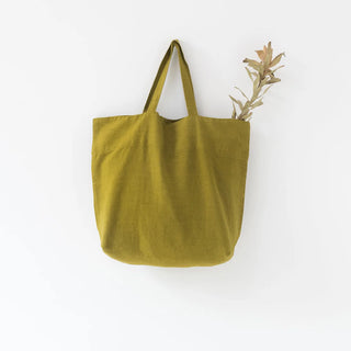 Moss Green Linen Big Bag 