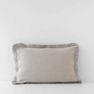 Natural Linen Pillowcase with Frills 