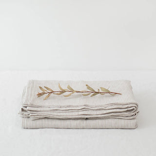 Natural Stripes Linen Flat Sheet 