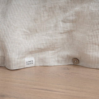 Natural Stripes Washed Linen Duvet Cover Set With Buttons 4