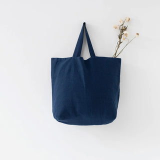 Navy Linen Big Bag 